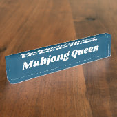 Mahjong Queen in Aquamarin Blue Namensplakette (Seite)