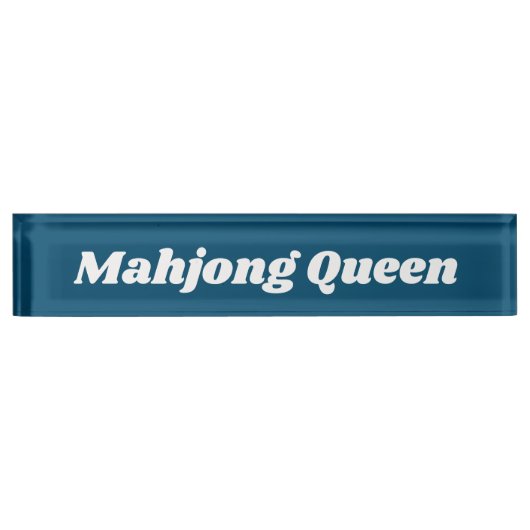 Mahjong Queen in Aquamarin Blue Namensplakette (Vorderseite)