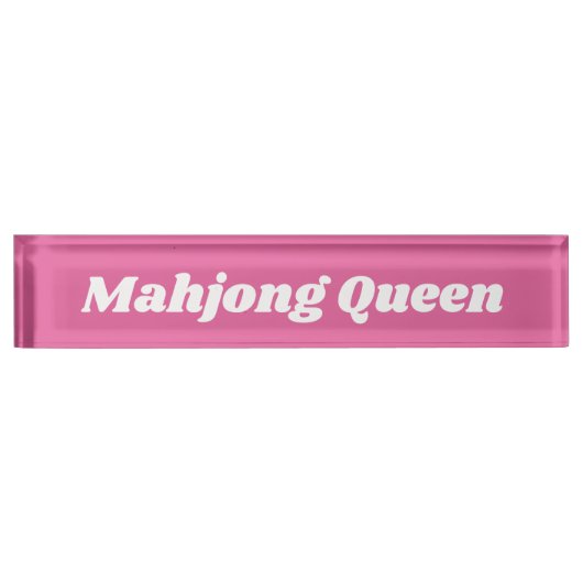 Mahjong Queen in Bright Pink Namensplakette (Vorderseite)