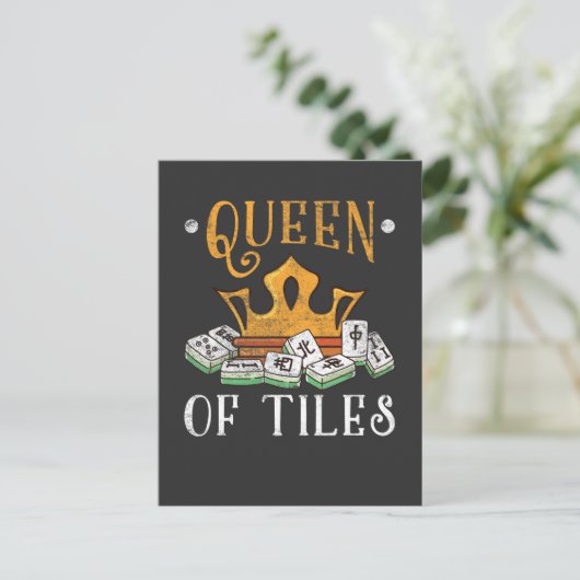 Mahjong Queen of Tiles Mah Jong Boardgame Lover Postkarte (Stehend Vorderseite)