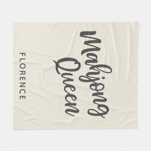 Mahjong Queen Personalisiert Cream und Grau Fleecedecke (Vorderseite (Horizontal))