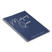 Mahjong Queen Personalisiert Name Navy Blue Notizblock (Rechte Seite)