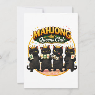 Mahjong Queens Club Niedliche schwarze Katzen Einladung