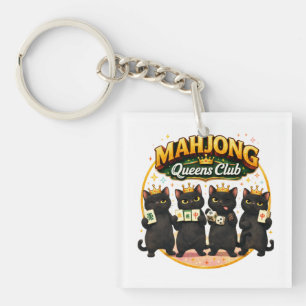 Mahjong Queens Club Niedliche schwarze Katzen Schlüsselanhänger