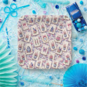 Mahjong rosa und blaue Kacheln Pappteller (Party)