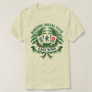 Mahjong Social Club East Wind Retro-Emblem 1970er T-Shirt