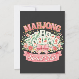 Mahjong-Social-Club Rosa Blumen-Schleife Dankeskarte