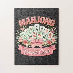 Mahjong-Social-Club Rosa Blumen-Schleife Puzzle