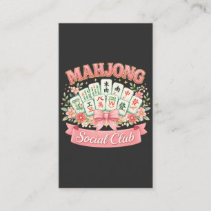Mahjong-Social-Club Rosa Blumen-Schleife Visitenkarte