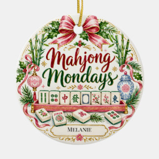 Mahjong-Spieler-Ornament Personalisiertes Geschenk Keramik Ornament