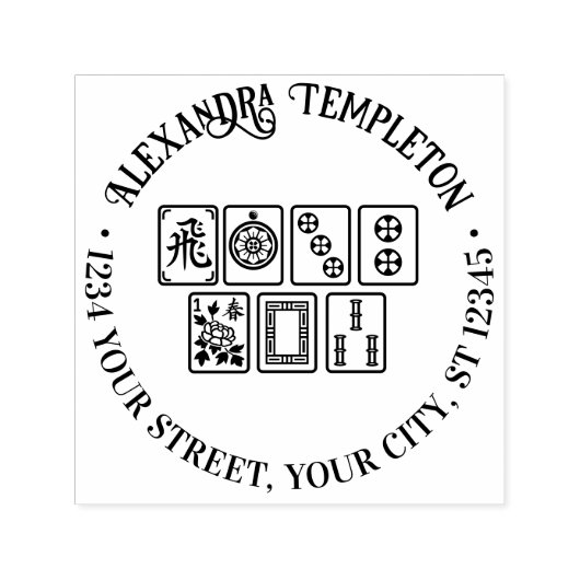 Mahjong-Spielsteine #1 Name Rücksendeadresse Permastempel (Design)
