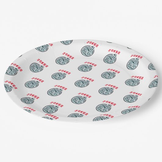 MahJong-Spielsymbol Joker-Kachel Pappteller (Schrägansicht)