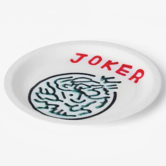MahJong-Spielsymbol Joker-Kachel Pappteller (Schrägansicht)