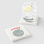 MahJong-Spielsymbol Joker-Kachel Steinuntersetzer (Seitenansicht)