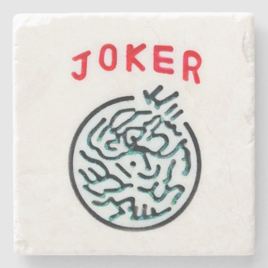 MahJong-Spielsymbol Joker-Kachel Steinuntersetzer (Vorderseite)