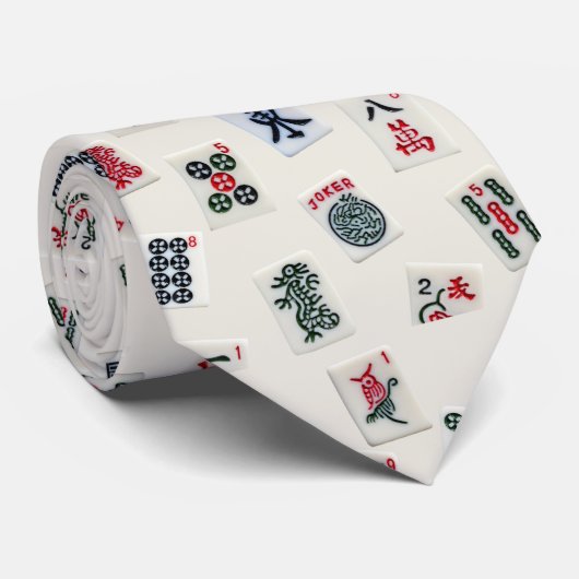 MahJong Spielsymbole Design Krawatte (Gerollt)