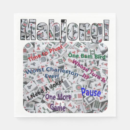 Mahjong-Sprüche-Essensnapkin Serviette (Vorderseite)