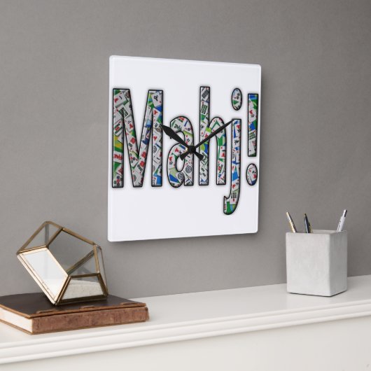 Mahjong Square Clock - Mahj! Quadratische Wanduhr (Büro)