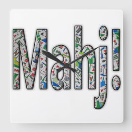 Mahjong Square Clock - Mahj! Quadratische Wanduhr
