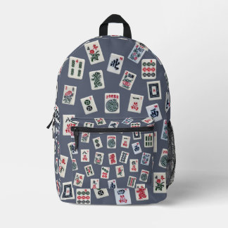 Mahjong Symbole auf dunkelblau Bedruckter Rucksack