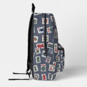 Mahjong Symbole auf dunkelblau Bedruckter Rucksack (Links)