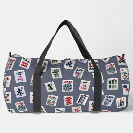 Mahjong Symbole auf dunkelblau Duffle Bag (Vorderseite)