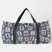 Mahjong Symbole auf dunkelblau Duffle Bag (Rückseite)