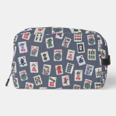 Mahjong Symbole auf dunkelblau Waschbeutel (Rückseite)