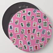 MahJong-Symbole auf Rosa Button (Vorne & Hinten)