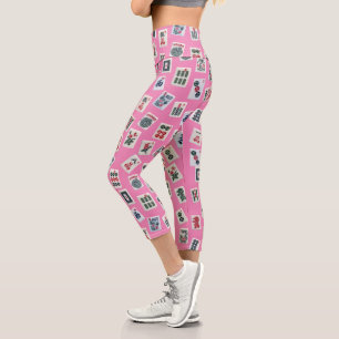 MahJong-Symbole auf Rosa Capri Leggings