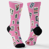 MahJong-Symbole auf Rosa Socken (Gewinkelt)