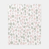 Mahjong Symbole Fleecedecke (Vorderseite)