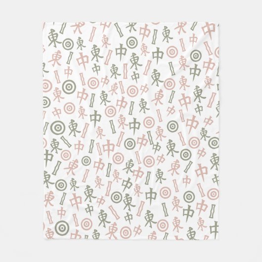 Mahjong Symbole Fleecedecke (Vorderseite)