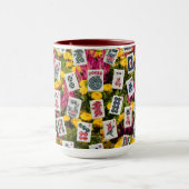 Mahjong symbols on wildflowers background tasse (Zentrum)