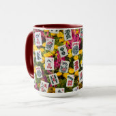 Mahjong symbols on wildflowers background tasse (Vorderseite Links)