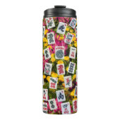 Mahjong symbols on wildflowers background thermosbecher (Vorderseite)