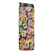 Mahjong symbols on wildflowers background thermosbecher (Nach rechts gedreht)