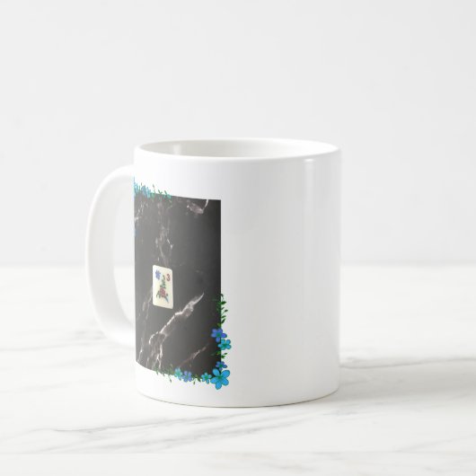Mahjong-Tasse mit Blue Floral Accent Kaffeetasse (Vorderseite Links)