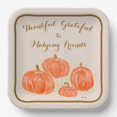 Mahjong Thankful Grateful Watercolor Pumpkins Pappteller (Vorderseite)