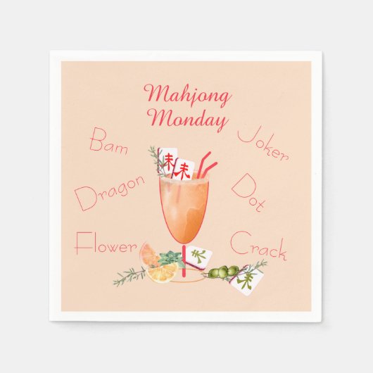 Mahjong Tiles and Cocktail Paper Napkin Serviette (Vorderseite)