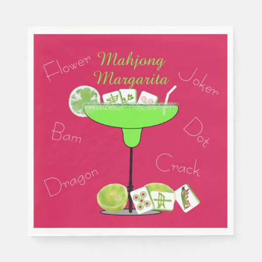 Mahjong Tiles and Margarita Paper Napkin Serviette (Vorderseite)