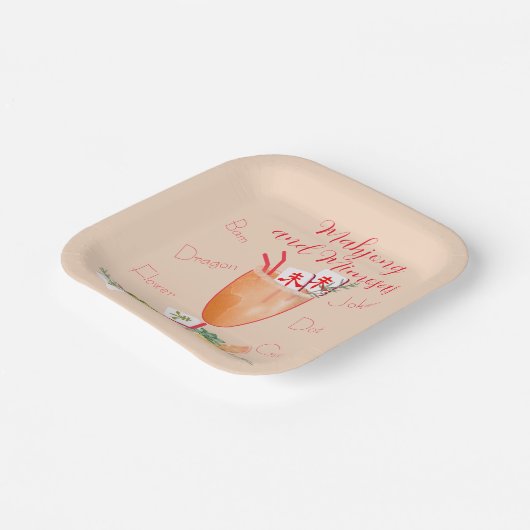 Mahjong Tiles and Mixed Cocktail Pappteller (Gewinkelt)