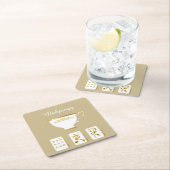 Mahjong Tiles and Teacup Paper Coaster Rechteckiger Pappuntersetzer (Vor Ort)