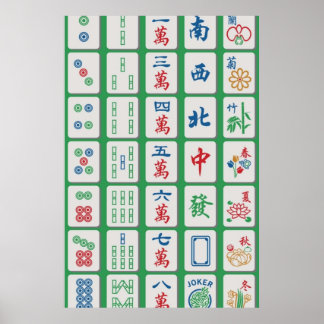 Mahjong Tiles auf Green Poster