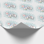 Mahjong Tiles Blue Geschenkpapier (Ecke)