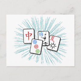 Mahjong Tiles Blue Postkarte
