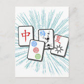 Mahjong Tiles Blue Postkarte (Vorderseite)