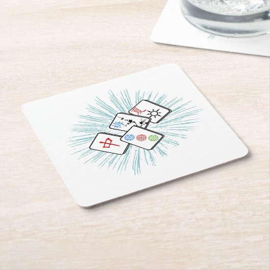 Mahjong Tiles Blue Rechteckiger Pappuntersetzer (angewinkelt)