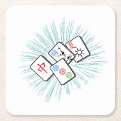 Mahjong Tiles Blue Rechteckiger Pappuntersetzer (Vorderseite)