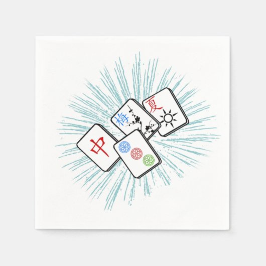 Mahjong Tiles Blue Serviette (Vorderseite)